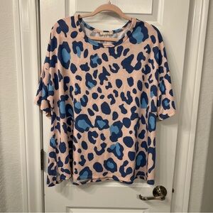 Blue Leopard Print Women's Top
